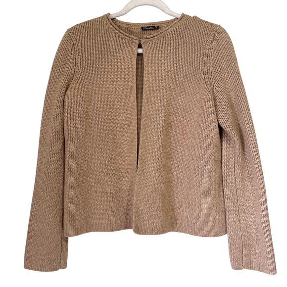 J. MCLAUGHLIN Cropped Wool Cashmere Angora Blend Cardigan in Tan Size S - Picture 2 of 9